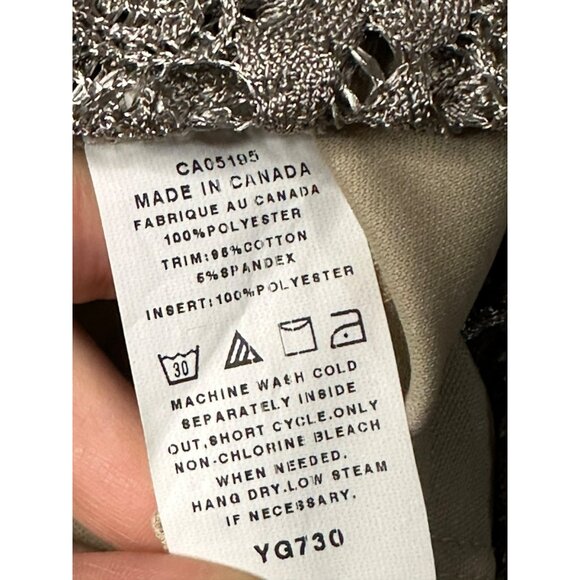 PICADILLY FASHIONS Silver Knit Sweater Top Womens M | Long Sleeve Swim Cover-Up - Picture 6 of 7